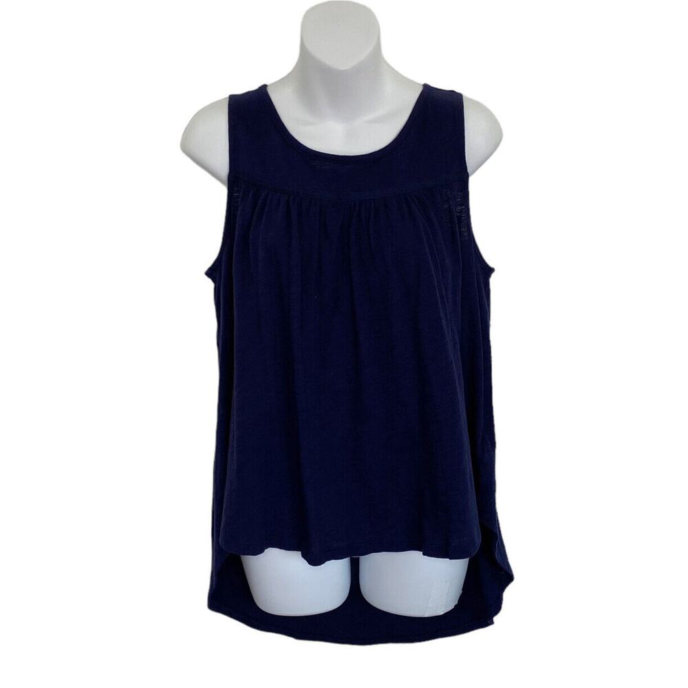 Gap Top Womens Medium Blue‎ Loose Fit Hi-Lo Tunic Top Sleeveless Tie Bow Accent